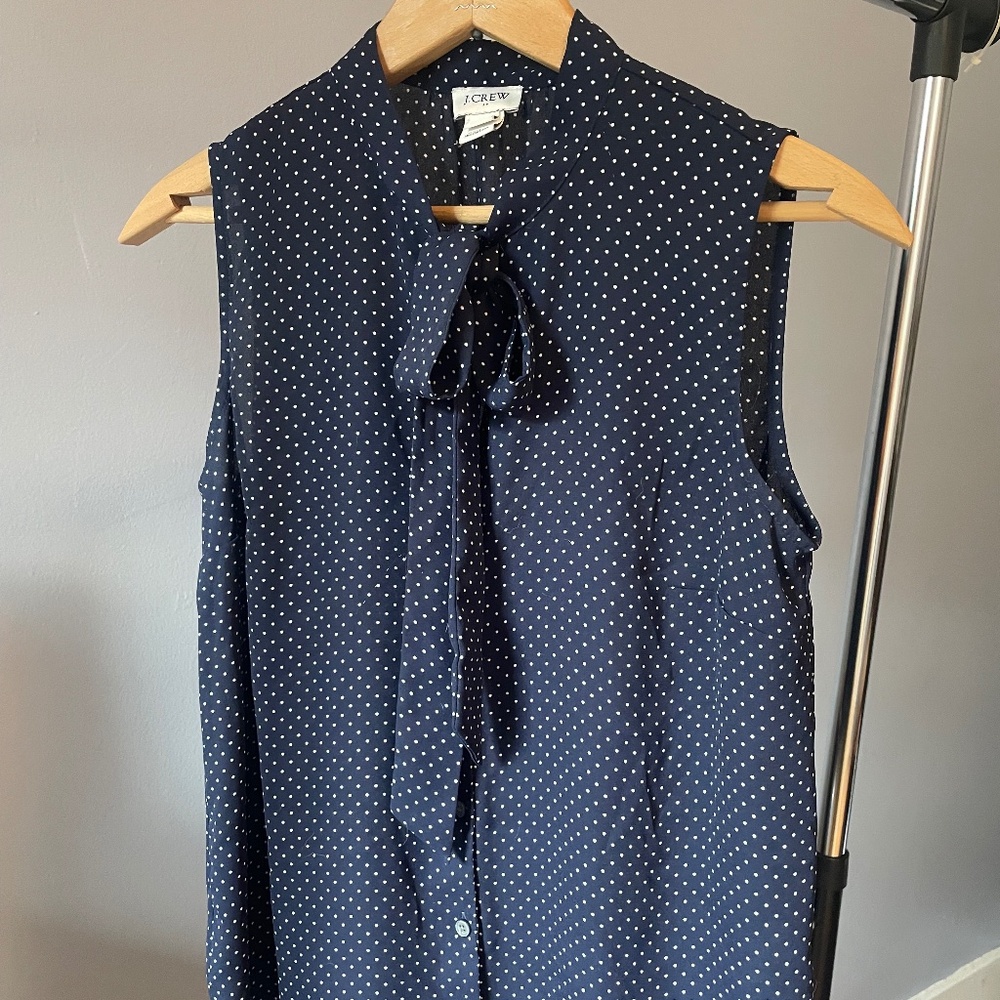 Navy J Crew Women’s Sleeveless Shirt/Blouse/Work Top